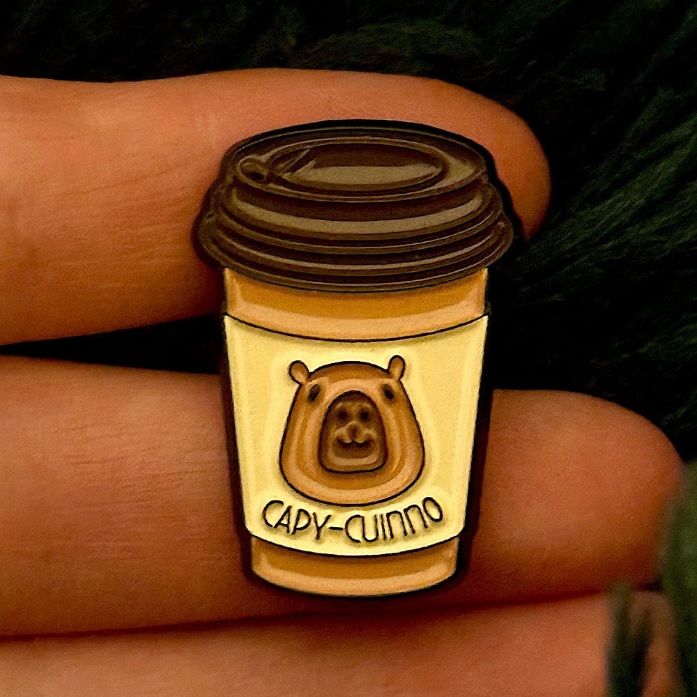 Women’s Accessories Elegant Fun Brown ‘Capy Cuinno’ Cup Capybara Enamel Pin